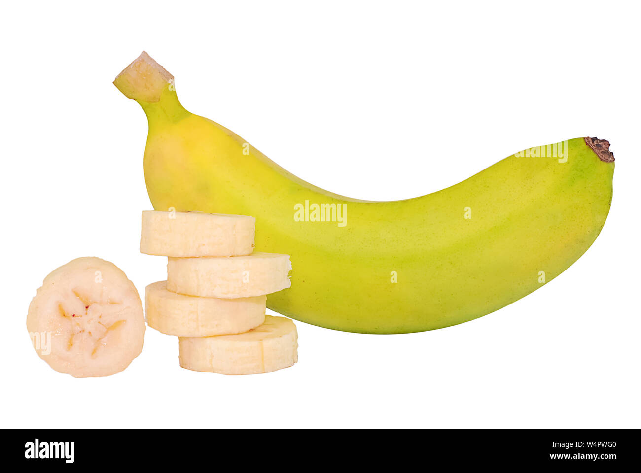 Frischen Bananen Obst auf weißem Hintergrund Stockfoto
