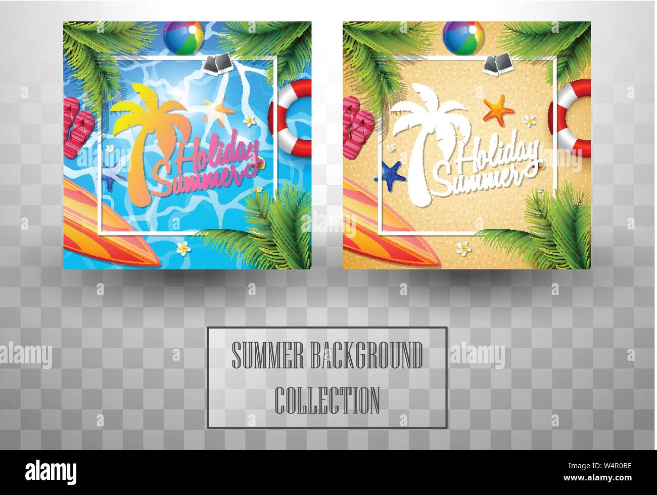 Schöne Ansicht von oben Sommer Strand Hintergrund Sammlungen Stock Vektor