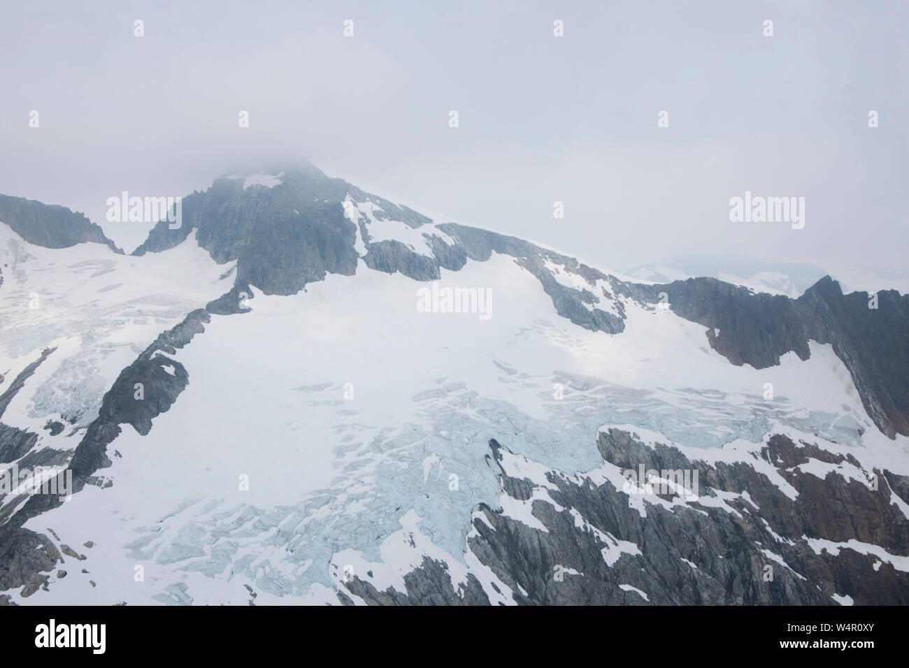 Luftbild des Mendenhall und Norris Gletscher in Alaska. Stockfoto