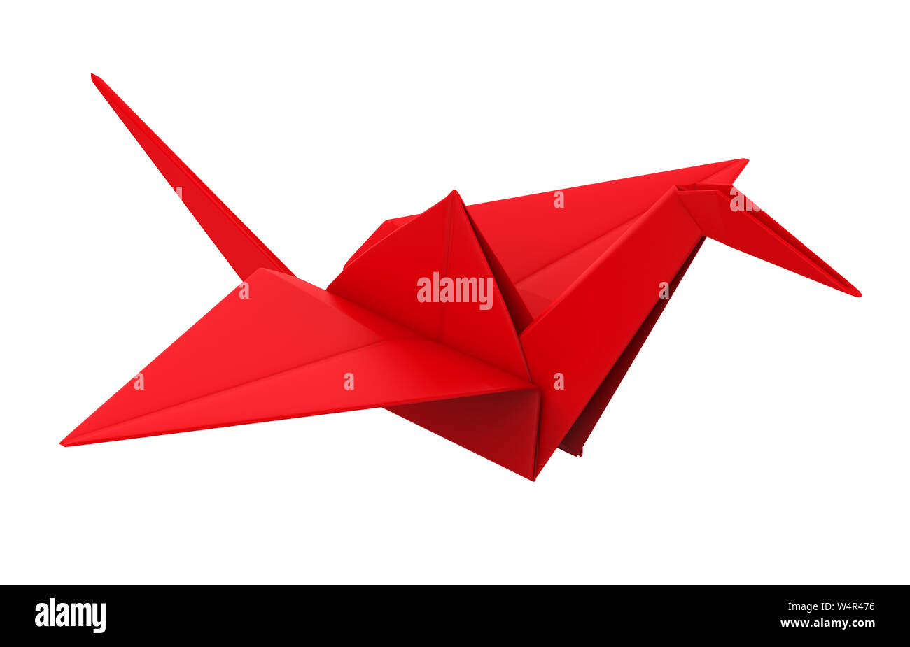 Origami Papier Kran isoliert Stockfoto
