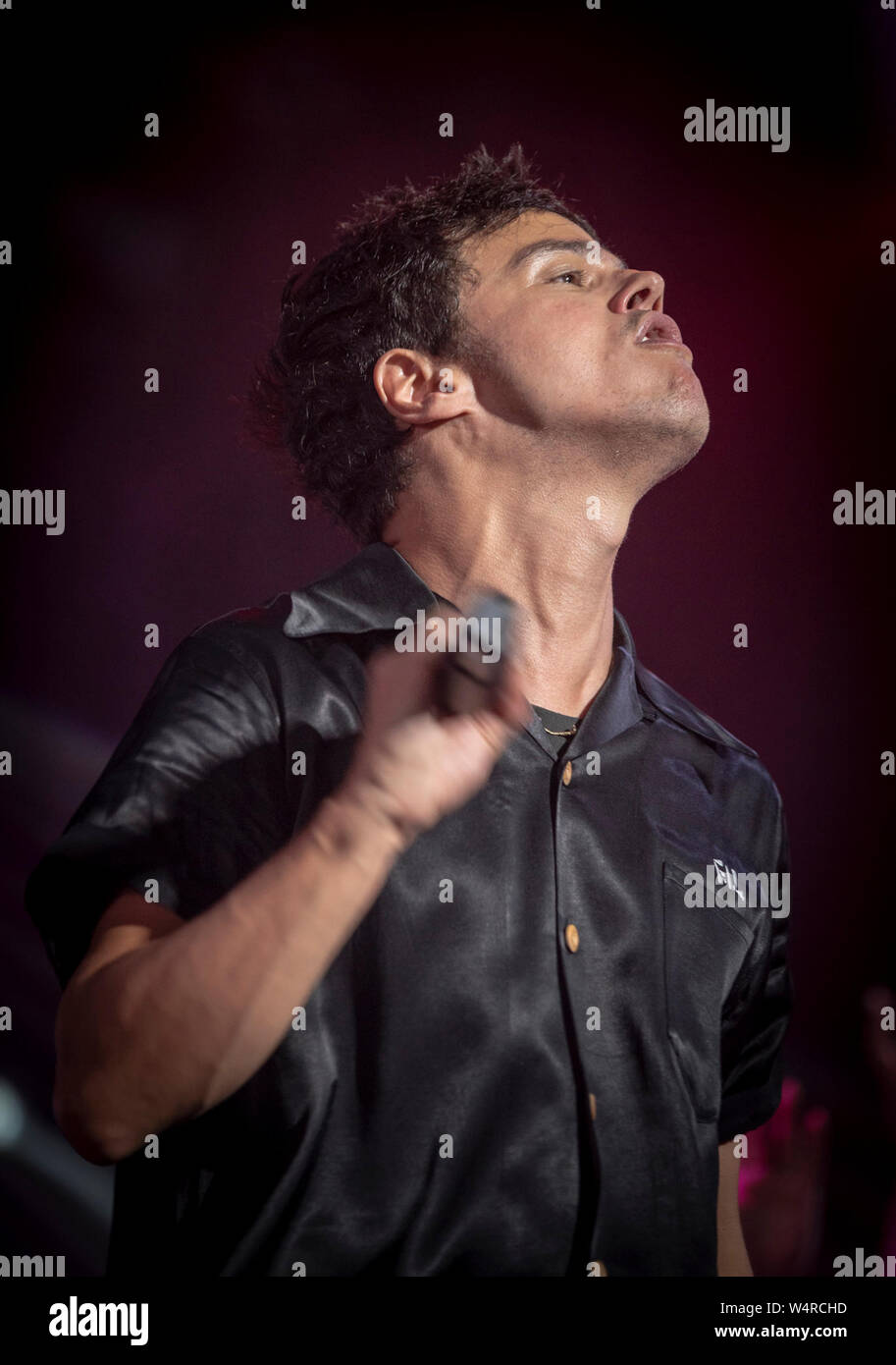 Zurriola Strand, Spanien. 24. Juli 2019. Jamie Cullum, dem 24. Juli 2019 an den grünen Heineken Bühne, auf der La Zurriola Strand, der Heineken Jazz Festival findet vom 24. bis 28. Juli in Donostia-San Sebastian die 54 Ausgabe von Heineken Country-Spain Jazzaldia 2019 (Baskenland). Das Festival ist eines der ältesten in Europa und das älteste in Spanien. Credit: Alvaro Velazquez worldwidefeatures/Alamy Live News" Stockfoto