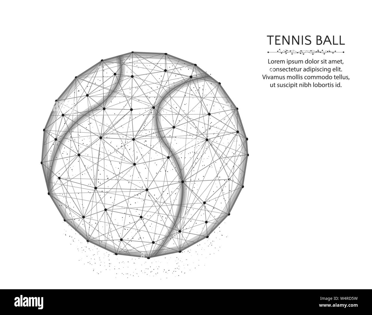 Tennis ball Low-poly-Design, Sport Spiel abstrakte Grafiken, polygonalen Drahtmodell Vector Illustration aus Punkten und Linien auf weißem Hintergrund Stock Vektor