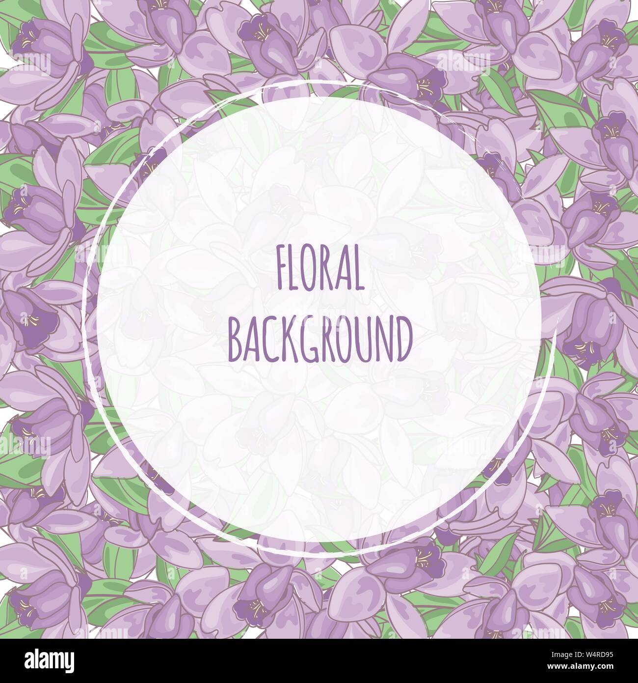 Lila Blume Floral Background dekorative Aquilegia Frame Party Geburtstag Hochzeit Einladung Gratulation Urlaub Cartoon Vector Abbildung Stock Vektor