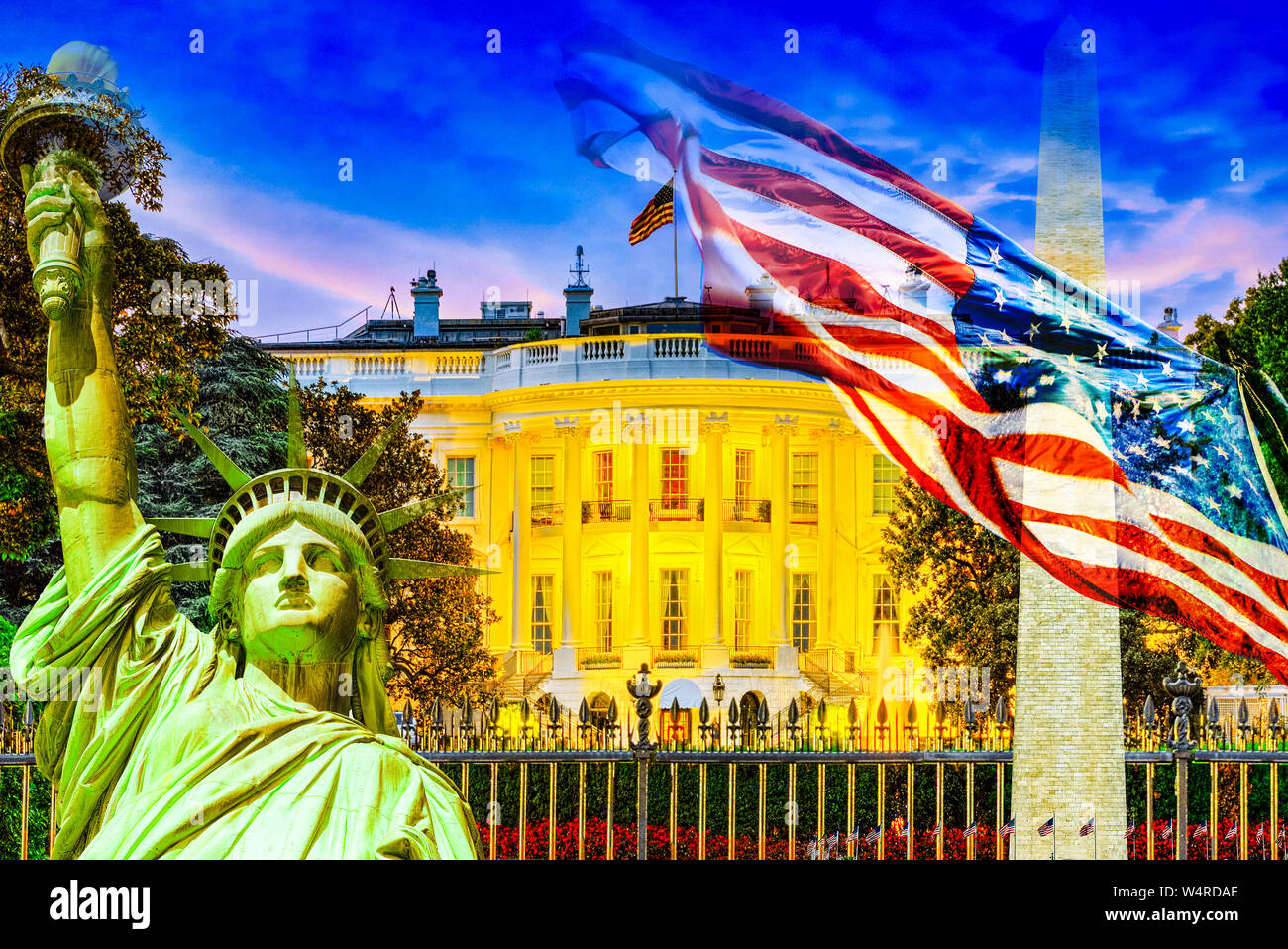 Das Weiße Haus am Abend Zeit. Washington, Vereinigte Staaten von Amerika. Stockfoto