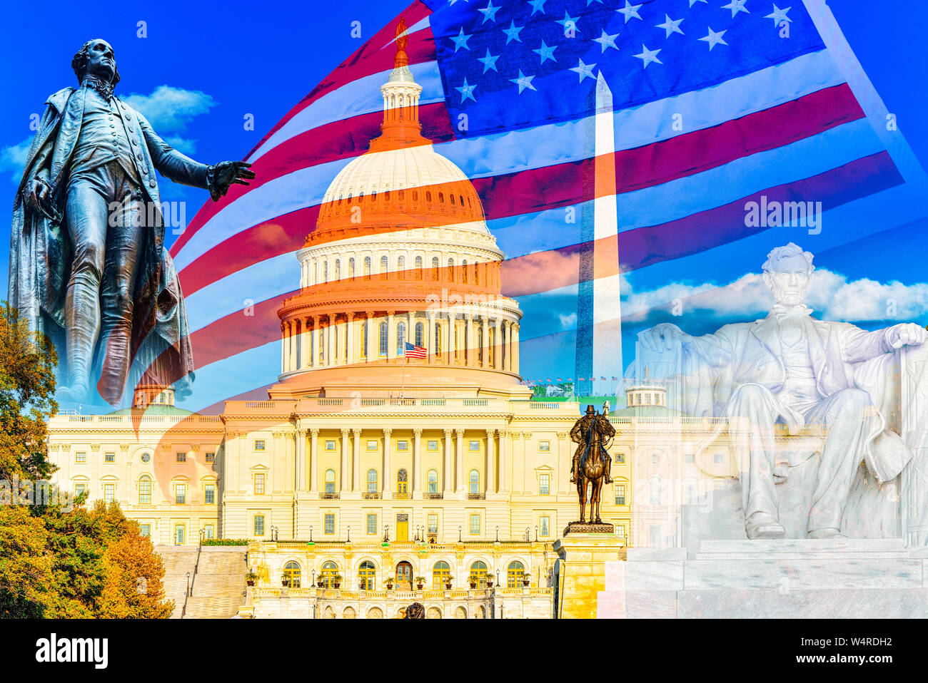 United States Capitol, Capitol, der Heimat des Kongresses der Vereinigten Staaten und Ulysses S. Grant Memorial. Stockfoto