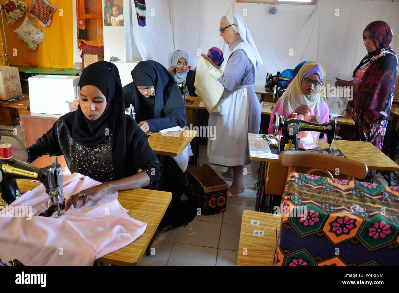 Dschibuti, Ali Sabieh, Nähschule in der katholischen Mission Stockfoto