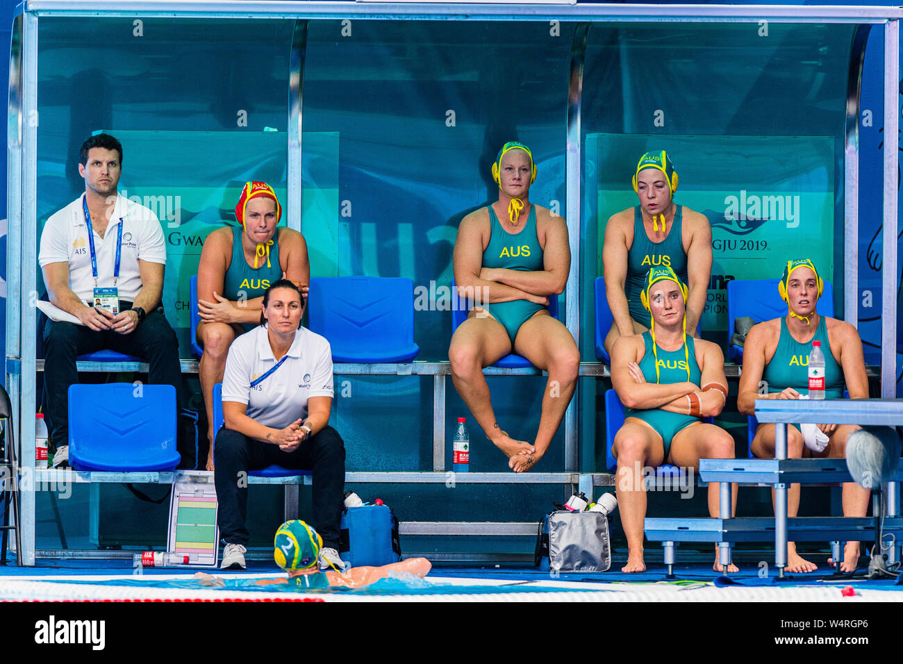 24-07-2019: WK Wasserball: USA / Australien: Gwangju Team Australien Gwangju Südkorea 24/07/2019 Wasserball W43 USA - AUS 18. FINA World Aquatics Championships Nambu University Grounds Orange Pictures / Deepbluemedia / Insidefoto Stockfoto