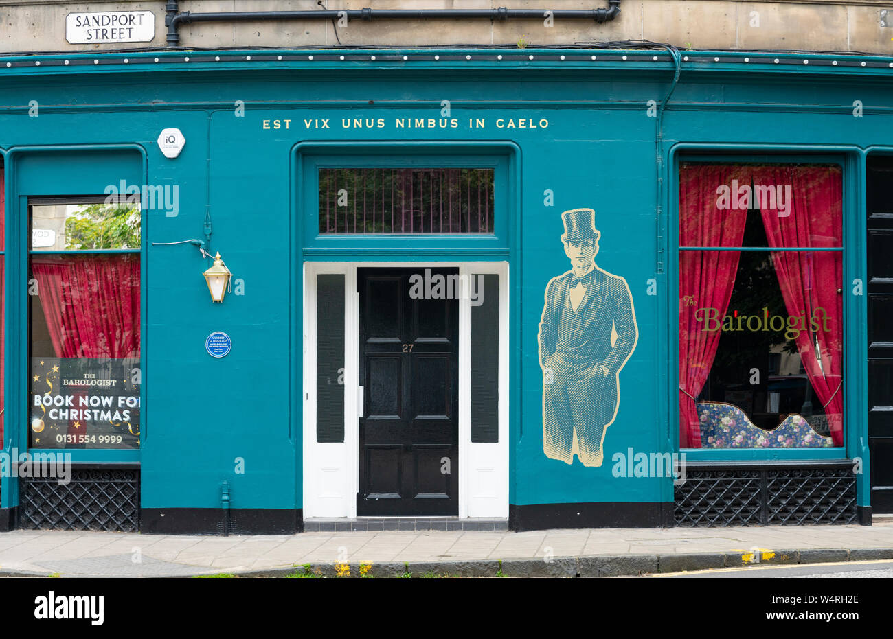 Die Außenseite des Barologist Restaurant in Leith, Schottland, Großbritannien Stockfoto