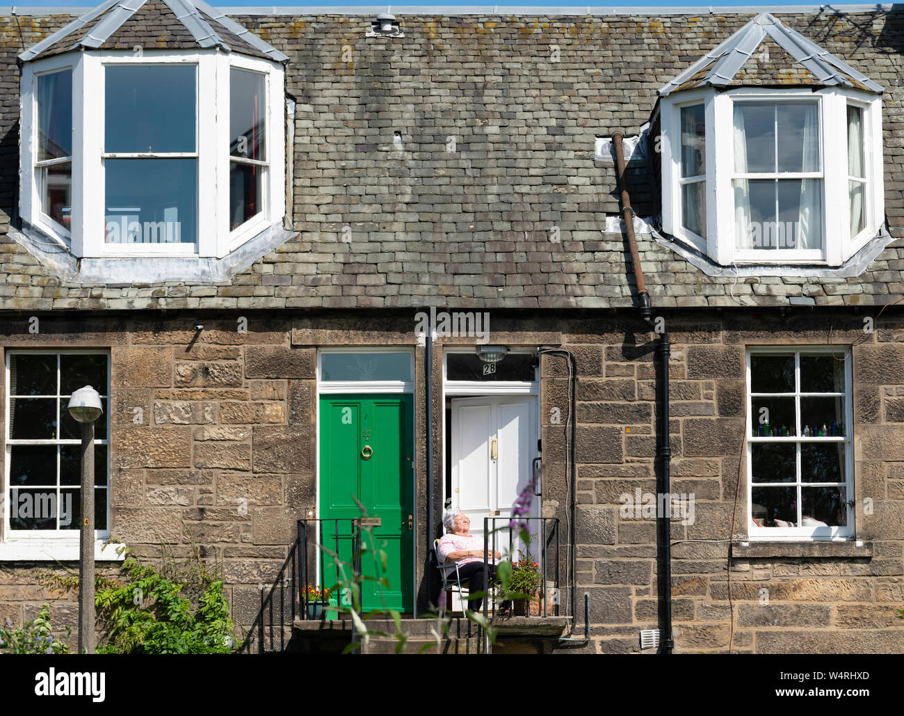 Außenansicht der Kolonie Stil Haus in Stockbridge, Edinburgh, Schottland, Großbritannien Stockfoto