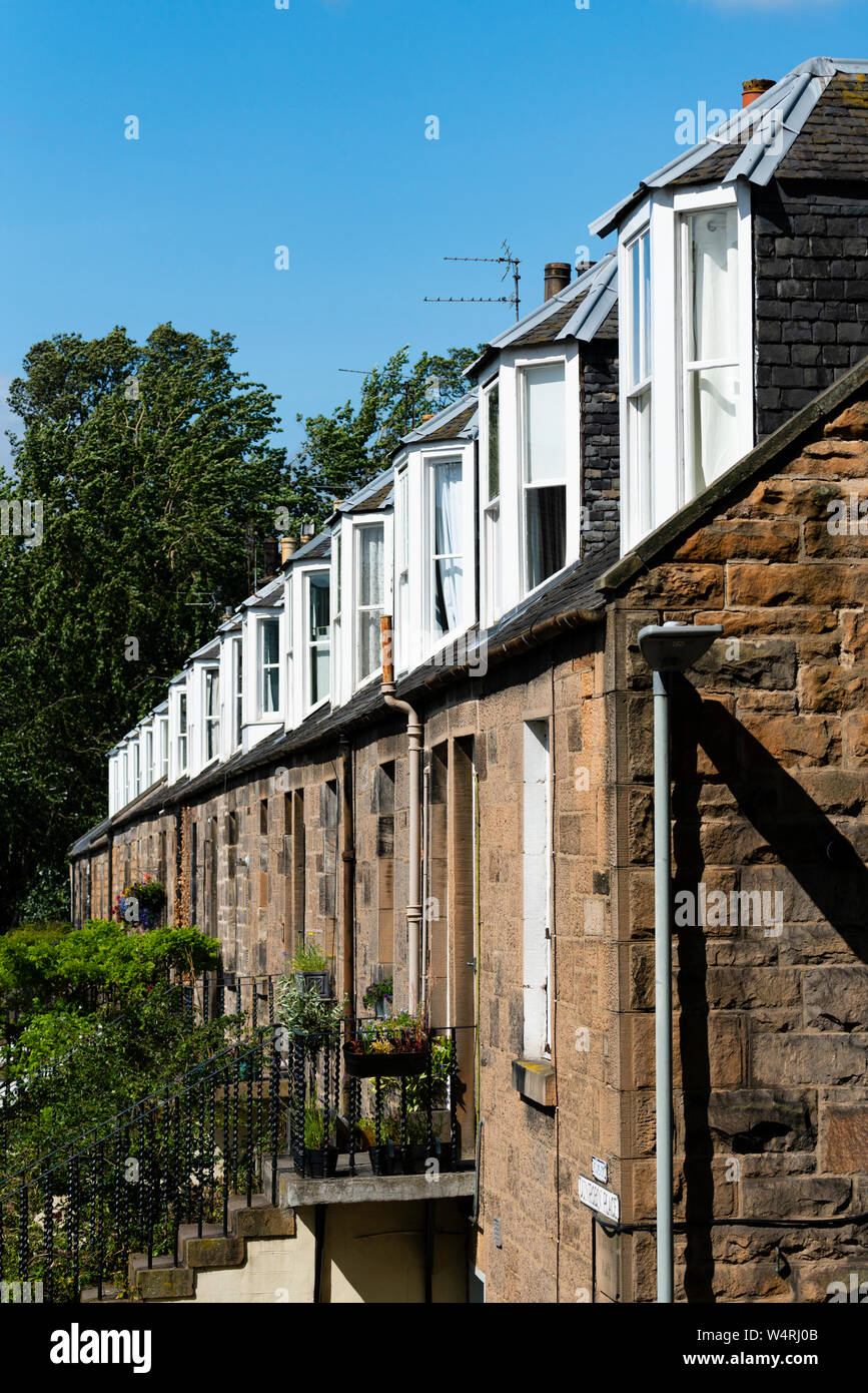 Außenansicht der Reihe der Kolonie stil Reihenhäuser in Stockbridge, Edinburgh, Schottland, Großbritannien Stockfoto