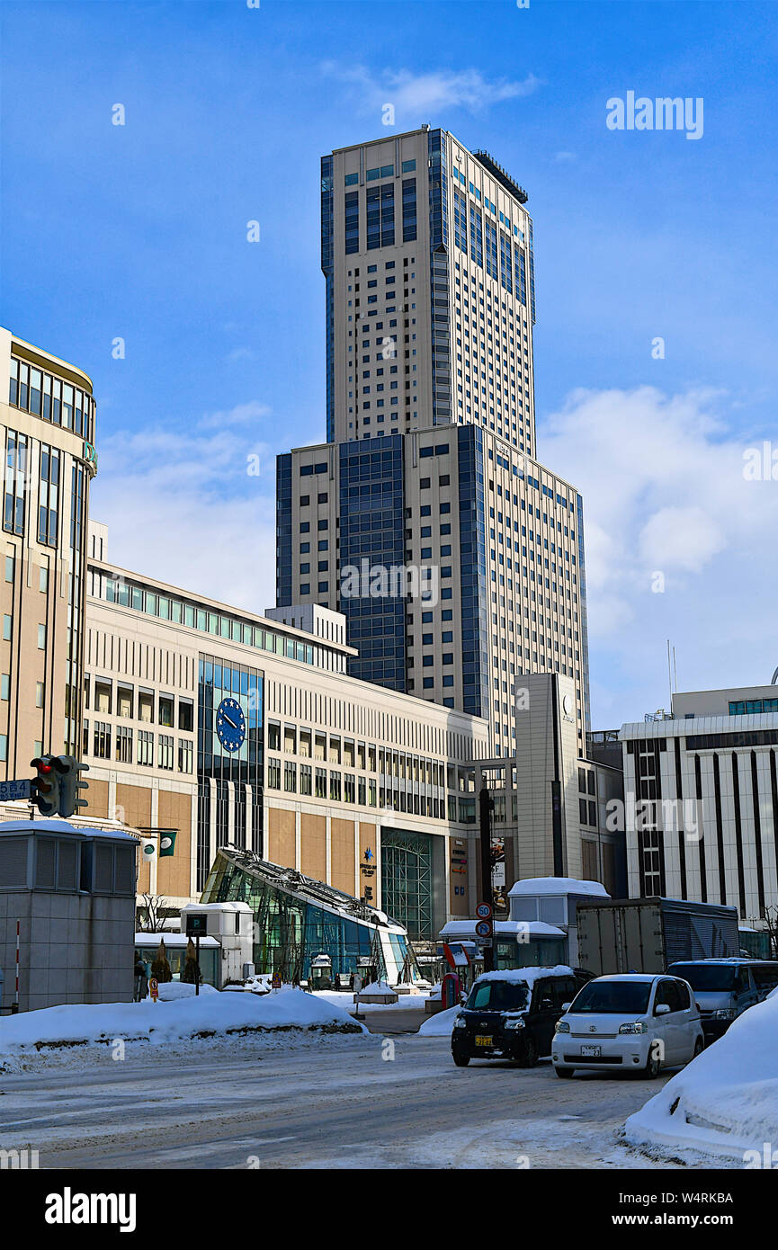 Blick auf Sapporo Bahnhof, JR Tower, Sapporo, Hokkaido, Japan Stockfoto