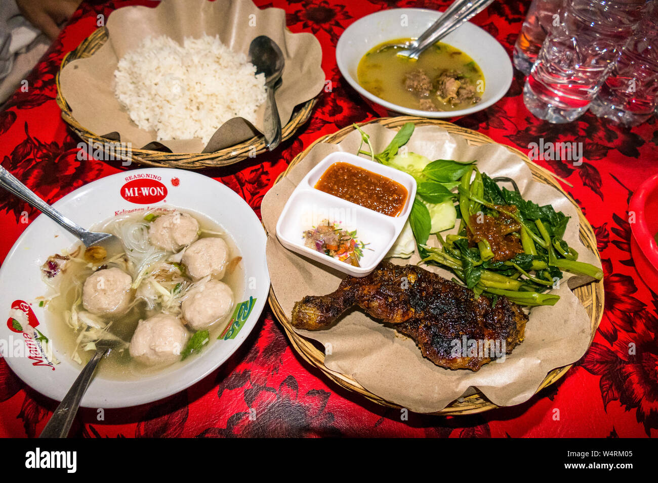 Verschiedenen indonesischen Essen, Ubud, Bali, Indonesien Stockfoto