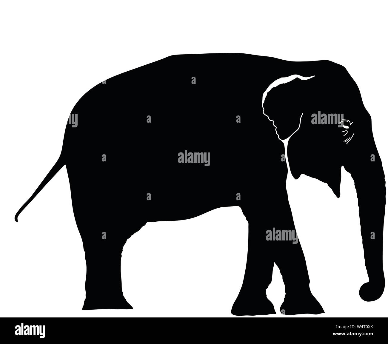 Großer Elefant schwarze und weiße Silhouette Vector Illustration Stock Vektor