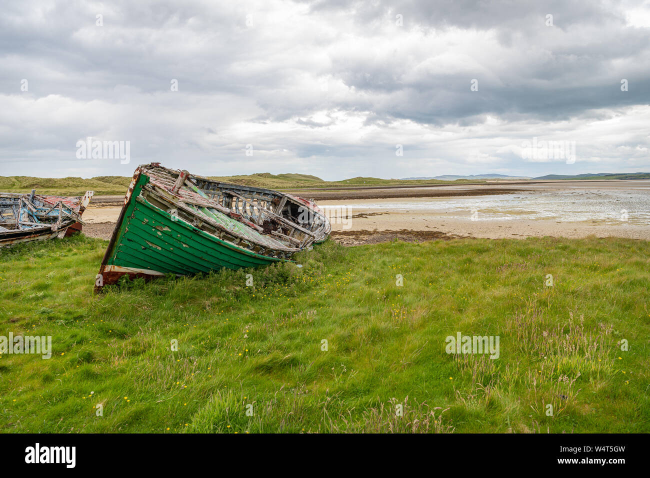 Verlassene Boote, Machaire Rabhartaigh - Magheroarty, Donegal, Irland Stockfoto