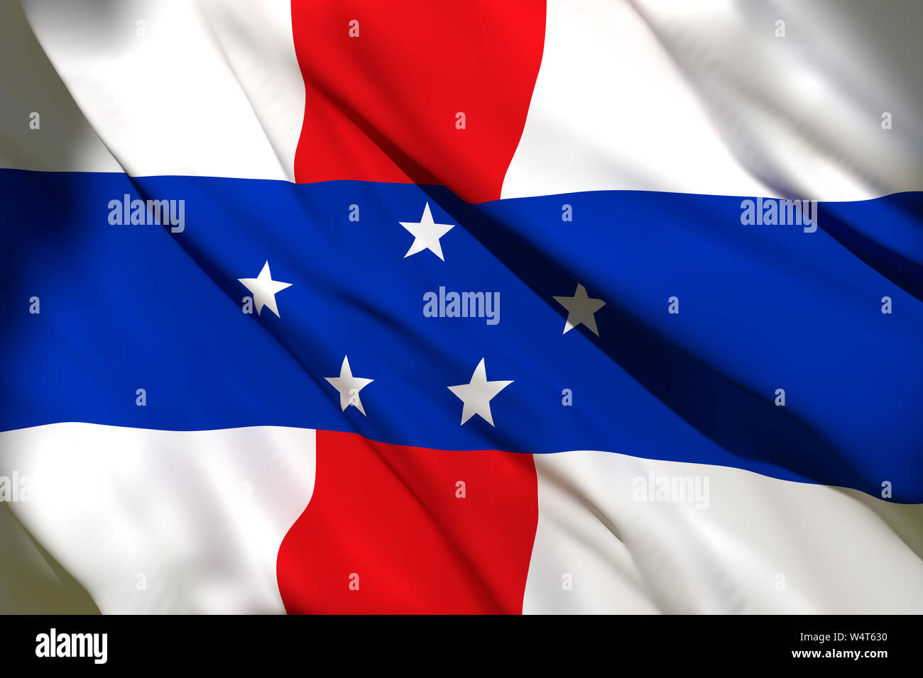 3D-Rendering von Niederländische Antillen Flagge schwenken Stockfoto