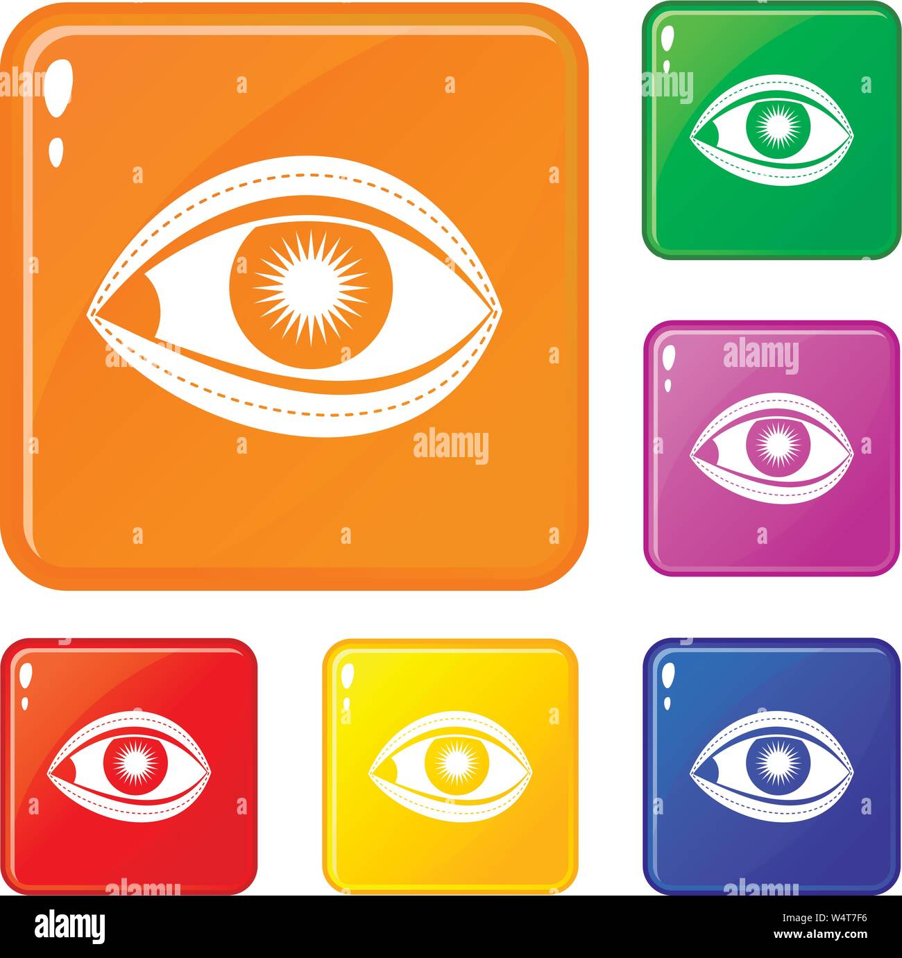 Plastische Chirurgie des Auges Icons Set Vector Farbe Stock Vektor