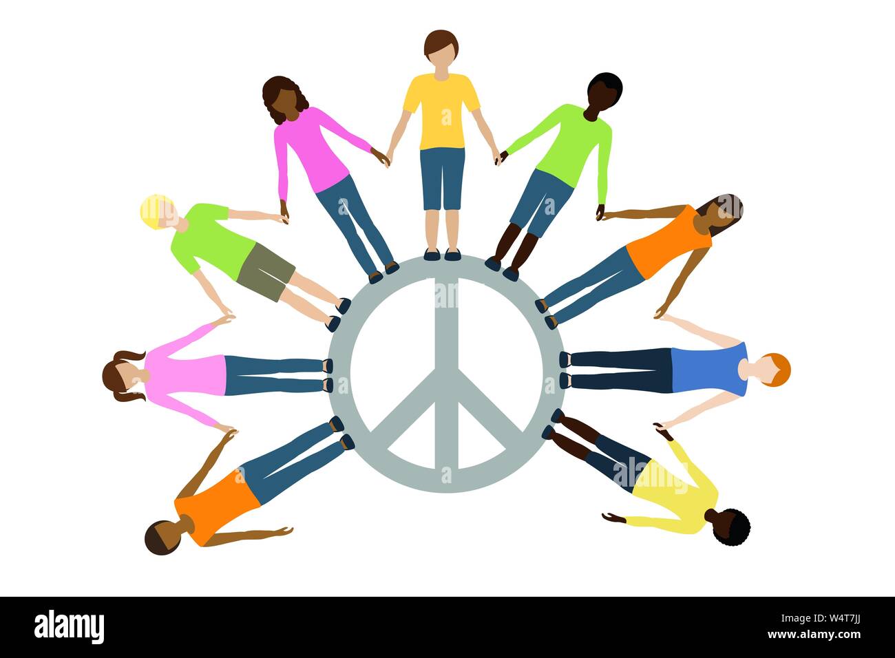 Kinder unterschiedlicher Herkunft mit Peace Symbol Freiheit konzept Vektor-illustration EPS 10. Stock Vektor