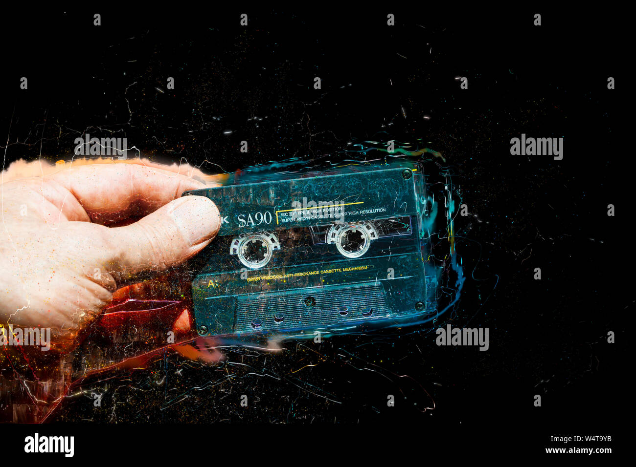 Konzept Bild eines Audio Kassette voller musikalische Energie Stockfoto
