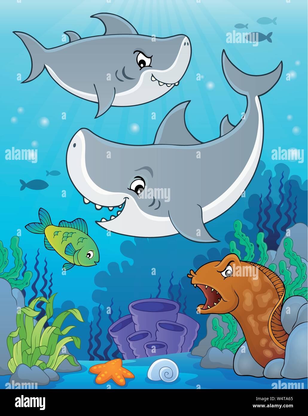 Shark Thema Bild 5-eps 10 Vector Illustration. Stock Vektor