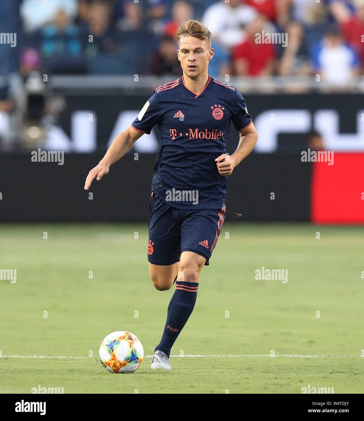 Kansas City, USA. 24. Juli 2019. firo: 23.07.2019 Fußball, Fußball: 1. Bundesliga, Saison 2019/2020 AC Mailand, Test, Test, Freundschaftsspiele, gegen den FC Bayern München München, Audi Sommer Tour USA, Internationale Champions Cup 0:1 FCB Joshua Kimmich, Single Action | Verwendung der weltweiten Kredit: dpa/Alamy leben Nachrichten Stockfoto