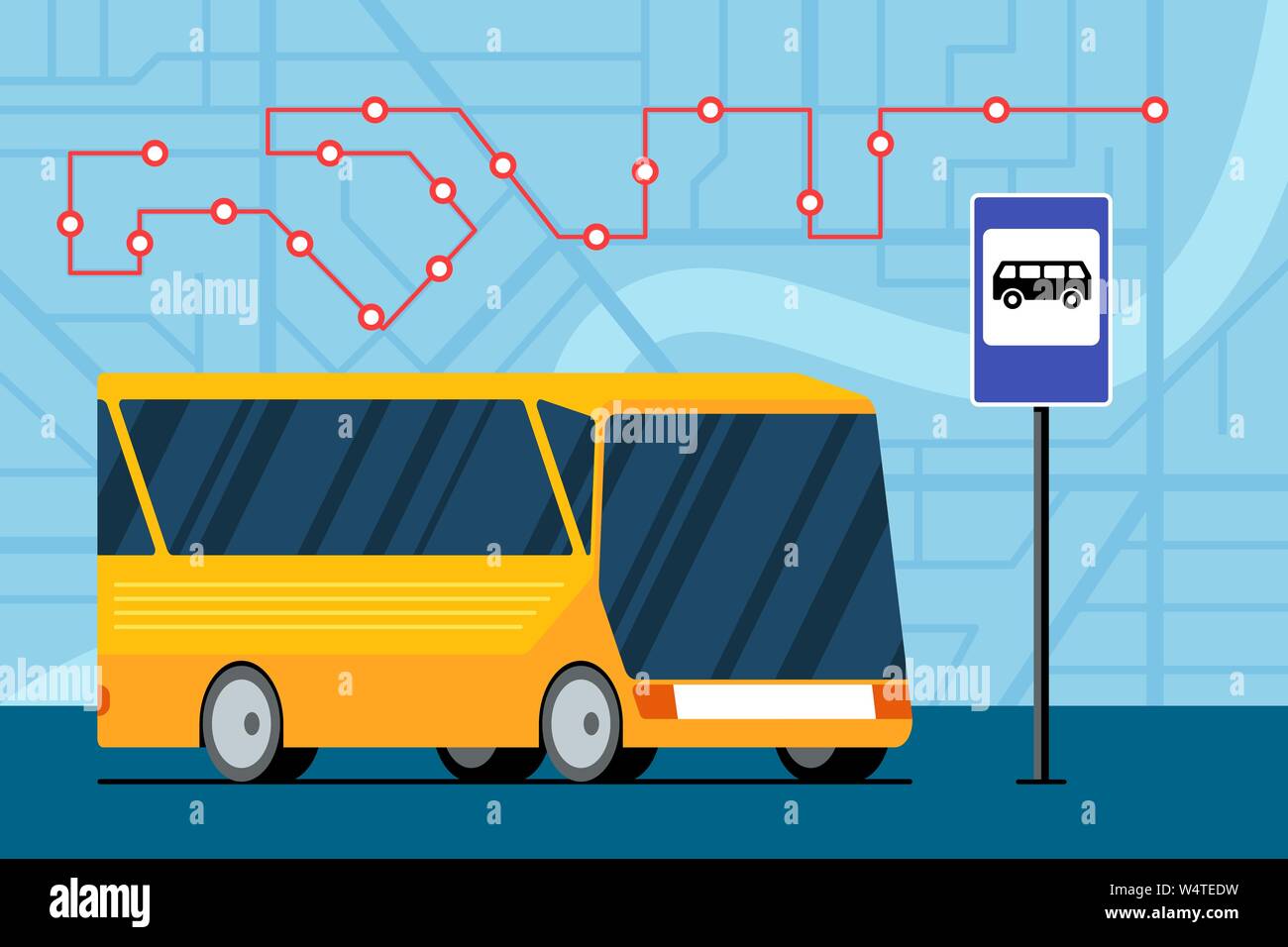 Gelb futuristischen Stadtverkehr Bus auf der Straße in der Nähe ...