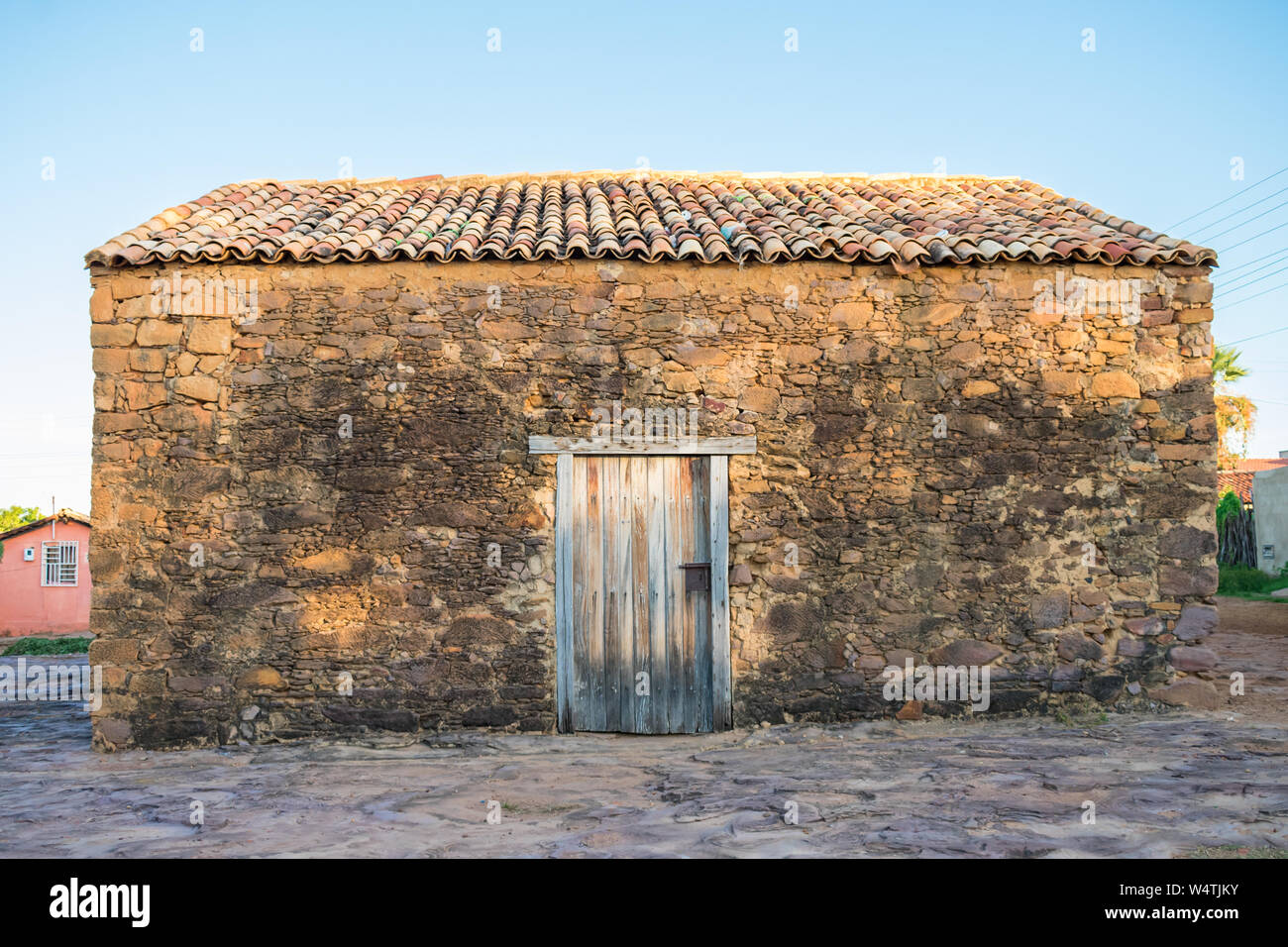 Haus von Schießpulver, rustikalen adobe Haus im XIX Jahrhundert in Oeiras und als einzige militärische Gebäude noch im Zustand von Pia Stockfoto