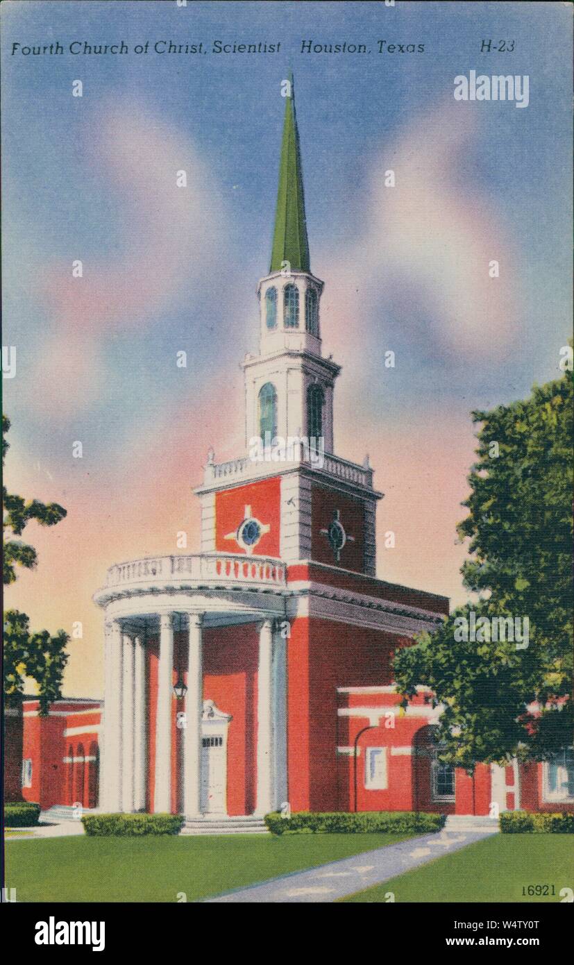 Alte Ansichtskarte der Vierte Kirche Christi, Wissenschaftler (Christian Science) Kirche in Houston, Texas, USA, 1930. () Stockfoto