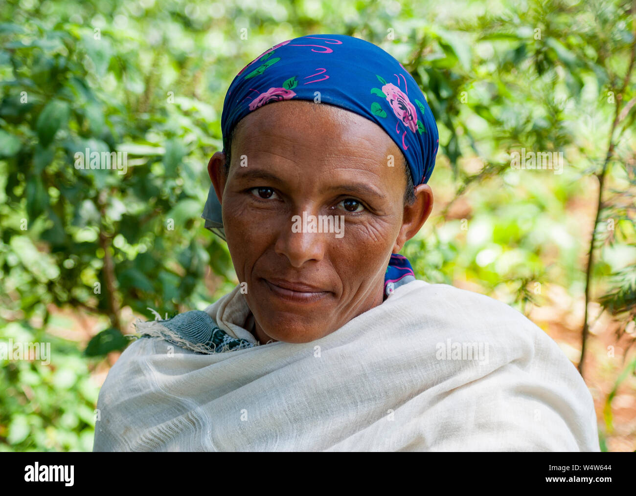 Portrait von Frau äthiopischen Bauer in Illubabor, Äthiopien Stockfoto