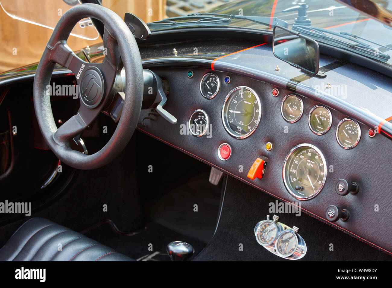 MONTE CARLO, MONACO - 20. AUGUST 2016: Luxus sport auto Interieur in einem Sommertag in Monte Carlo, Monaco. Stockfoto