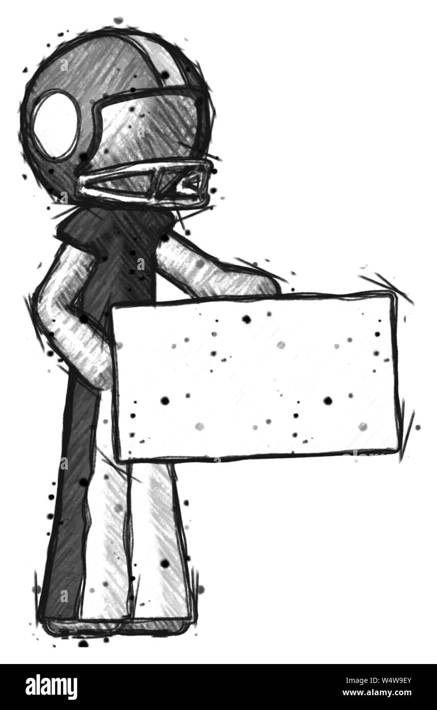 Skizze Fußballspieler Mann mit großen Umschlag. Stockfoto