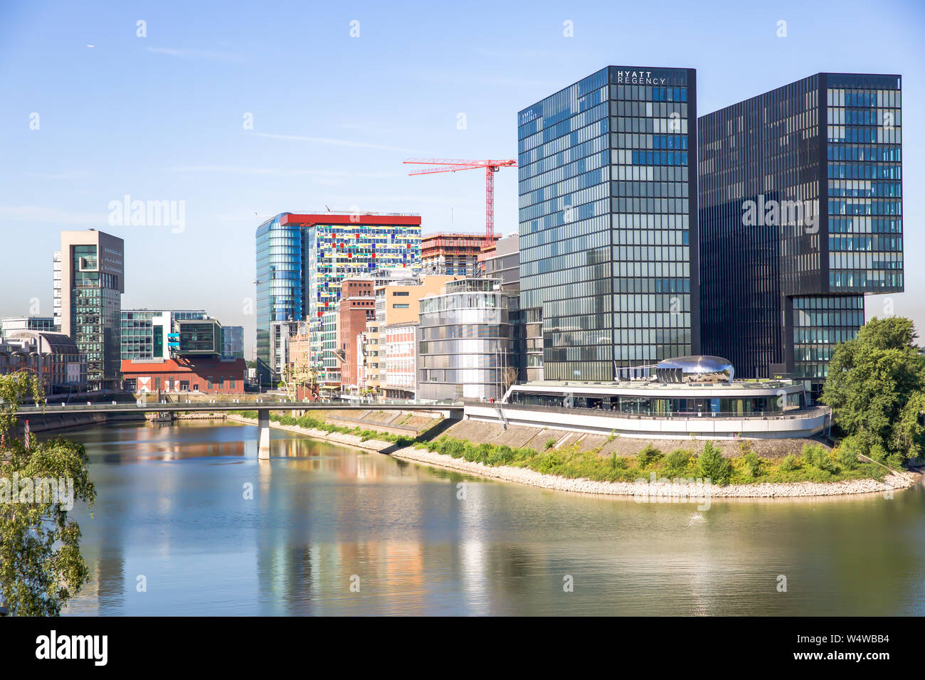 Mediahafen in Düsseldorf. Stockfoto