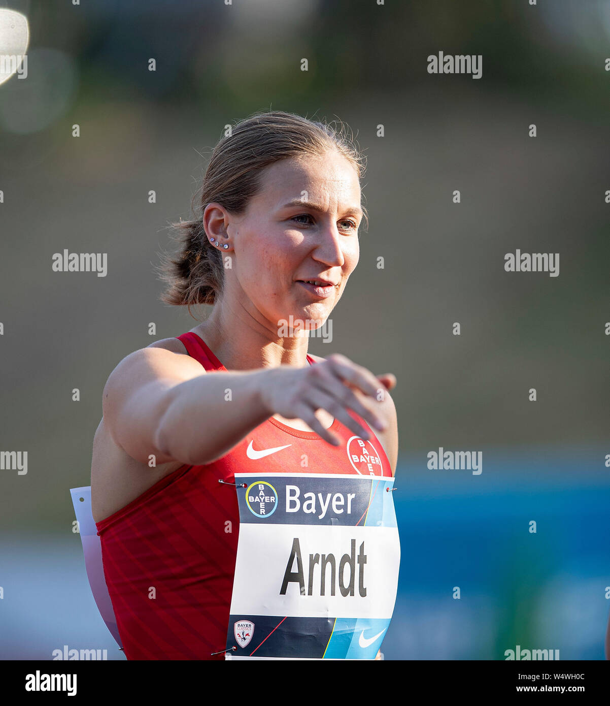 Mareike ARNDT (GER), der TSV Bayer 04 Leverkusen, 100m Hürden der Frauen,  Leichtathletik Meeting Bayer Classics am 24.07.2019 in Leverkusen/Deutschland.  | Verwendung weltweit Stockfotografie - Alamy