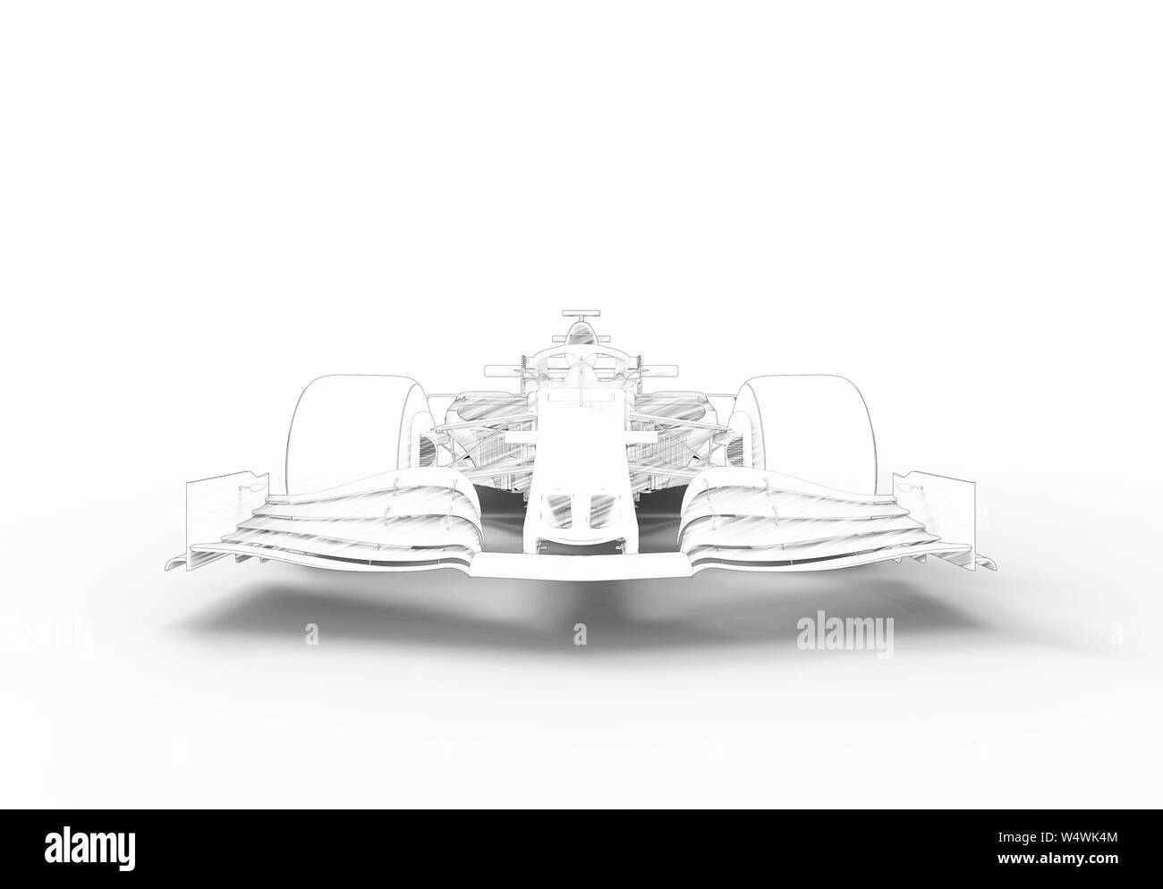 3D Rendering Illustration mit einer modernen Alle schwarzen Formel Rennen Sport Auto in Weiß studio Hintergrund isoliert, die als Vorlage verwendet werden könnte. Stockfoto