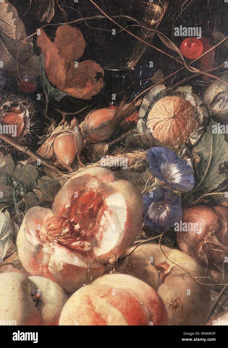 Cornelis de Heem - Still-Life mit Blumen und Obst (Detail) - Stockfoto