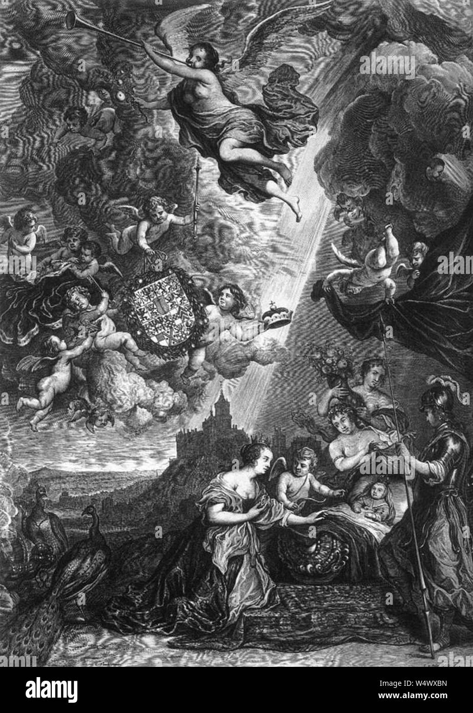 Cornelis Van Dalen (I) - Allegorie der Geburt von Prinz Wilhelm Heinrich-von Brandenburg- Stockfoto