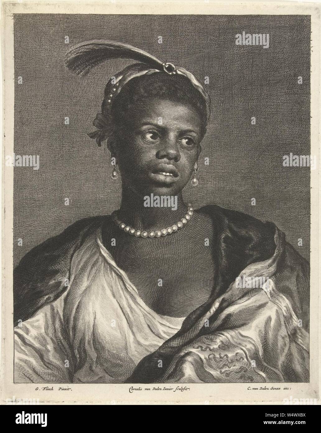 Cornelis Van Dalen II nach Thomas Niemann Flinck - schwarze Mädchen RP-P-BI-6751. Stockfoto