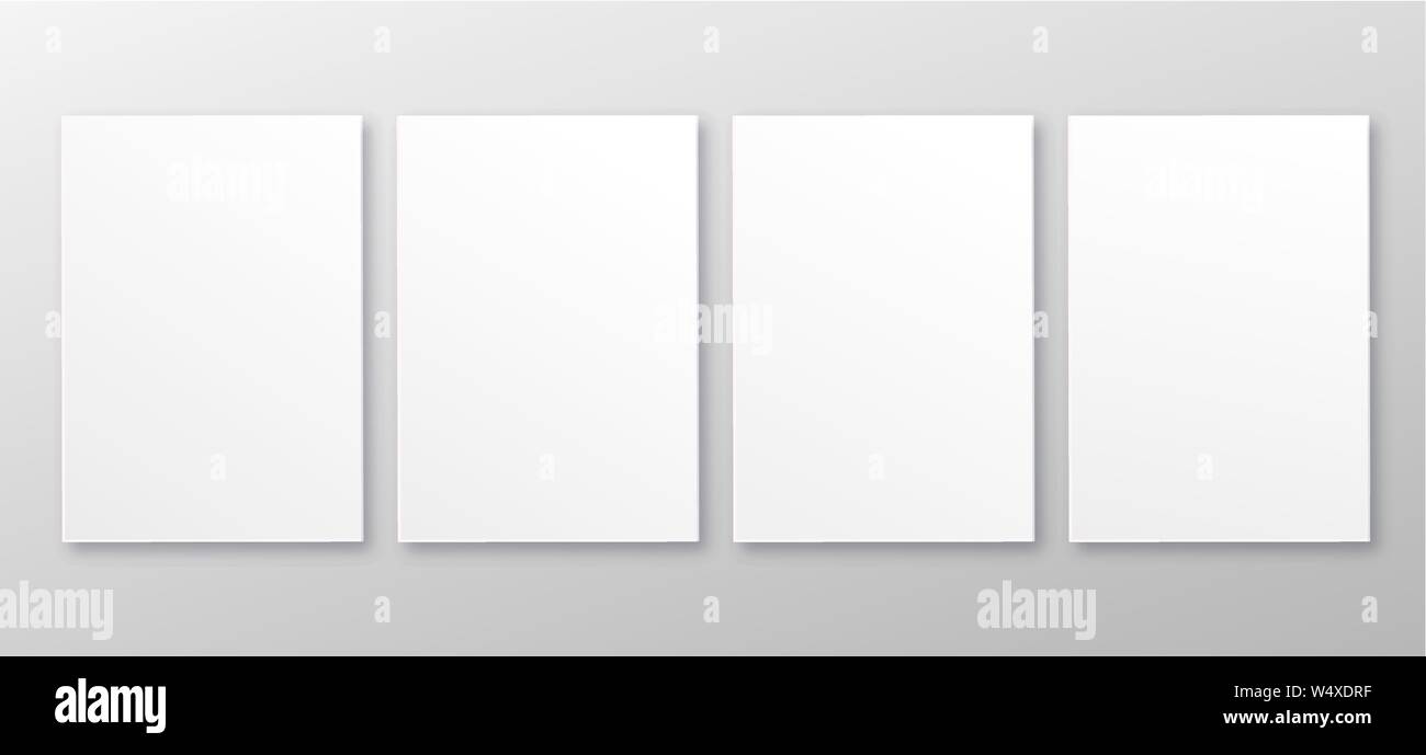 Weiß realistische Platz leeren Bilderrahmen auf transparentem Hintergrund. mockup Vorlage auf neutralem Hintergrund isoliert. Vector Illustration Stock Vektor