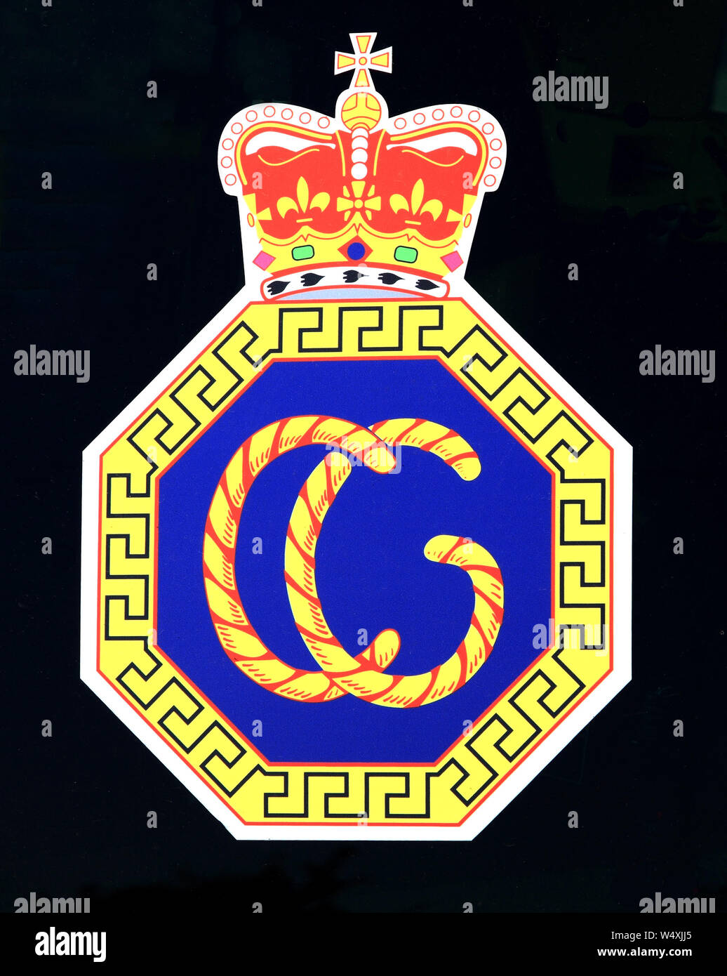 Küstenwache, Abzeichen, Emblem, Logo, CG, am Fahrzeug, England, Service, Großbritannien Stockfoto