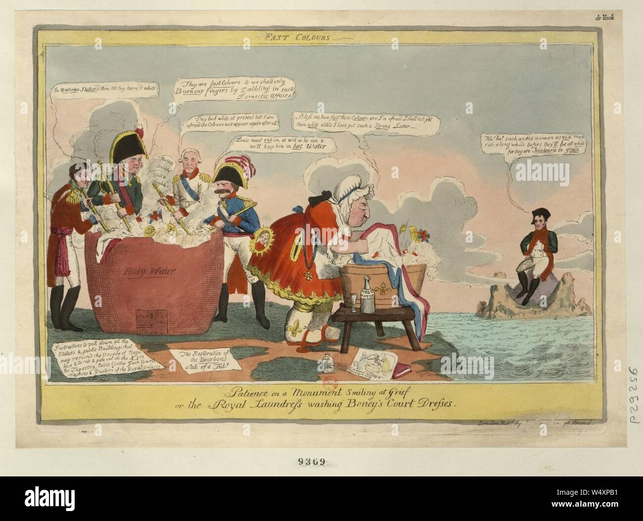 Couleurs solides ou la Blanchisseuse royale Lavant les Gewohnheiten de Cour de Boney. Stockfoto