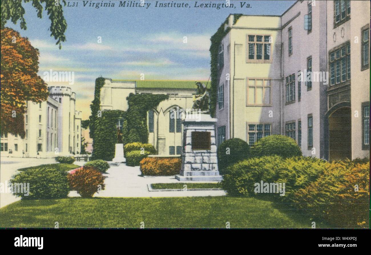 Alte Ansichtskarte Reproduktion des Virginia Military Institute (VMI), eine staatlich unterstützte militärische Hochschule in Lexington, Virginia, 1930. () Stockfoto
