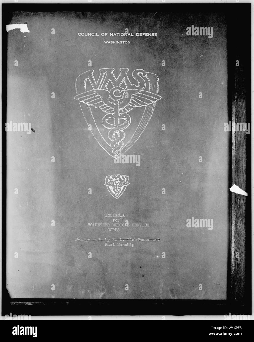 Rat für Nationale Verteidigung - Abzeichen für freiwilligen medizinischen Service Corps Stockfoto