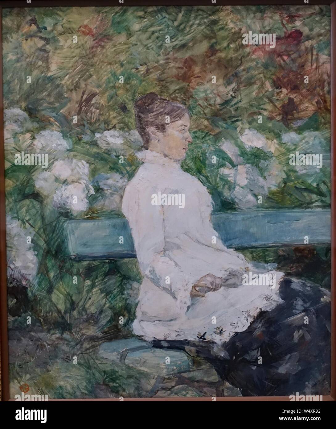 Gräfin Adele de Toulouse Lautrec im Garten von Malrome, von Henri de Toulouse-Lautrec, 1880-1882, Öl auf Karton - mit wesentlichen Stockfoto