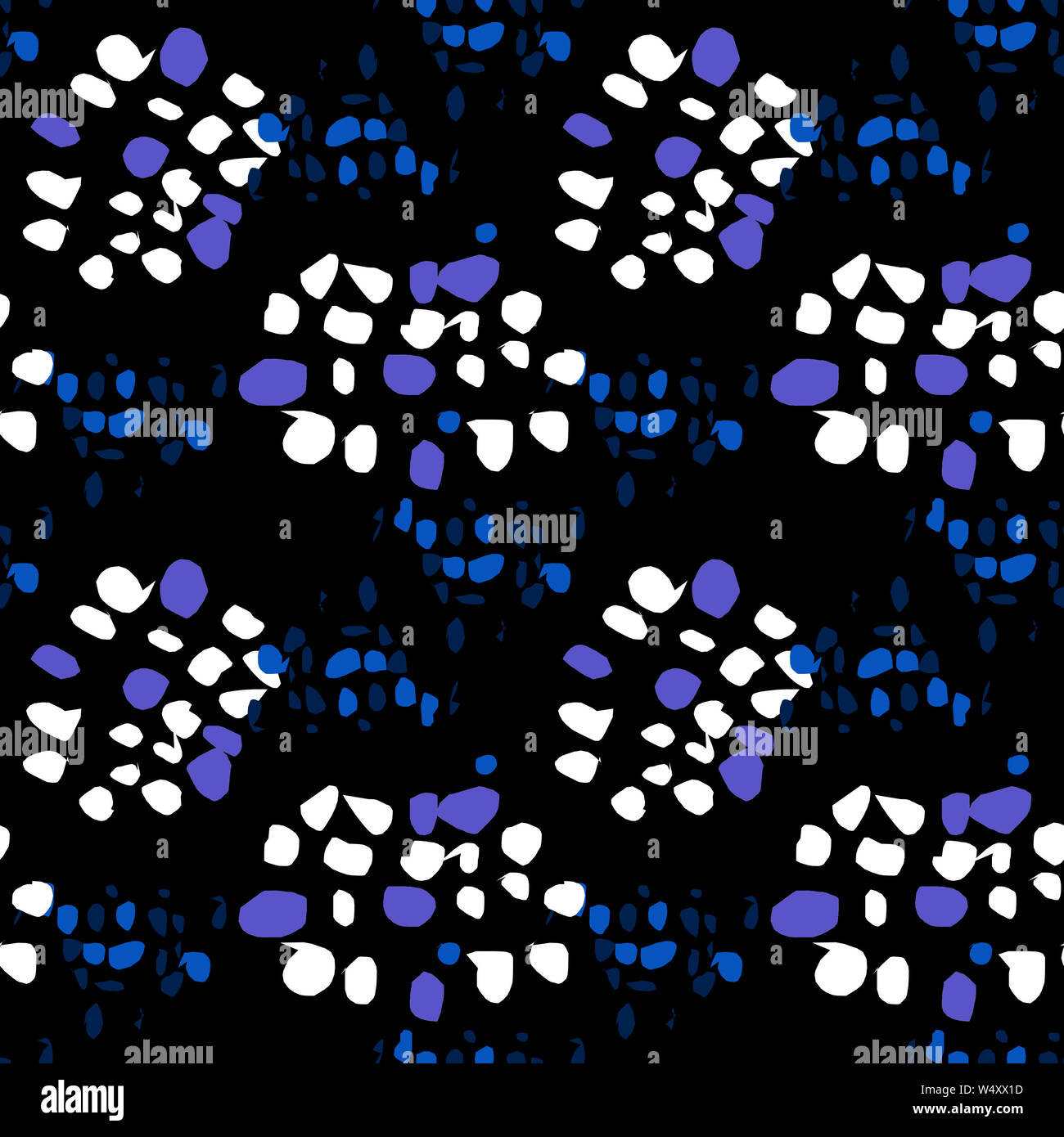 Nahtlose abstraktes Muster. Bunte Kreise und Ellipsen, Flecken auf schwarzem Hintergrund. Abgerundet und scharfe Tropfen, abgerundete, dreieckige Sha angeordnet Stockfoto