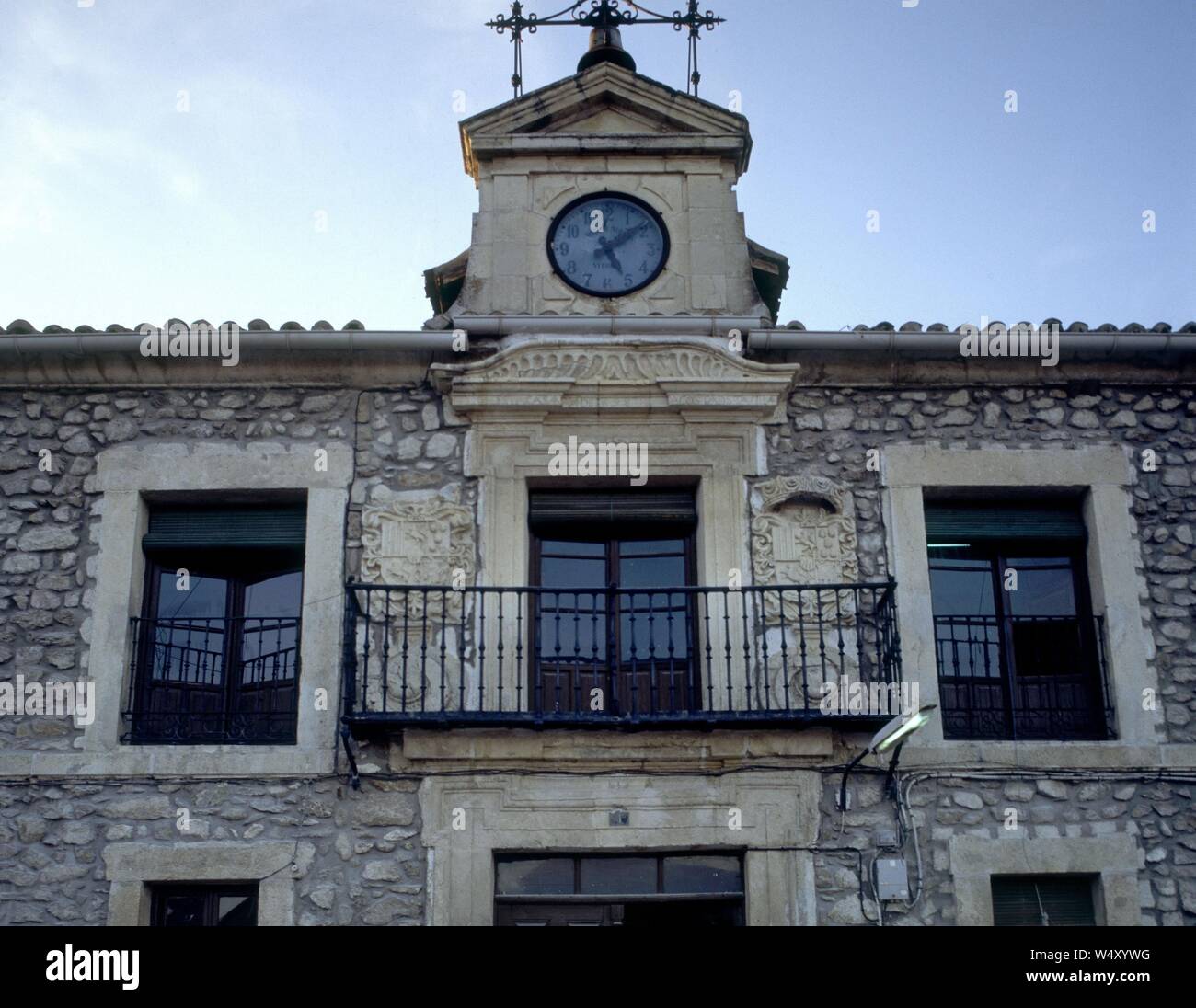 FACHADA BARROCA S XVII-DET. Lage: AYUNTAMIENTO. Lozoya. MADRID. Spanien. Stockfoto