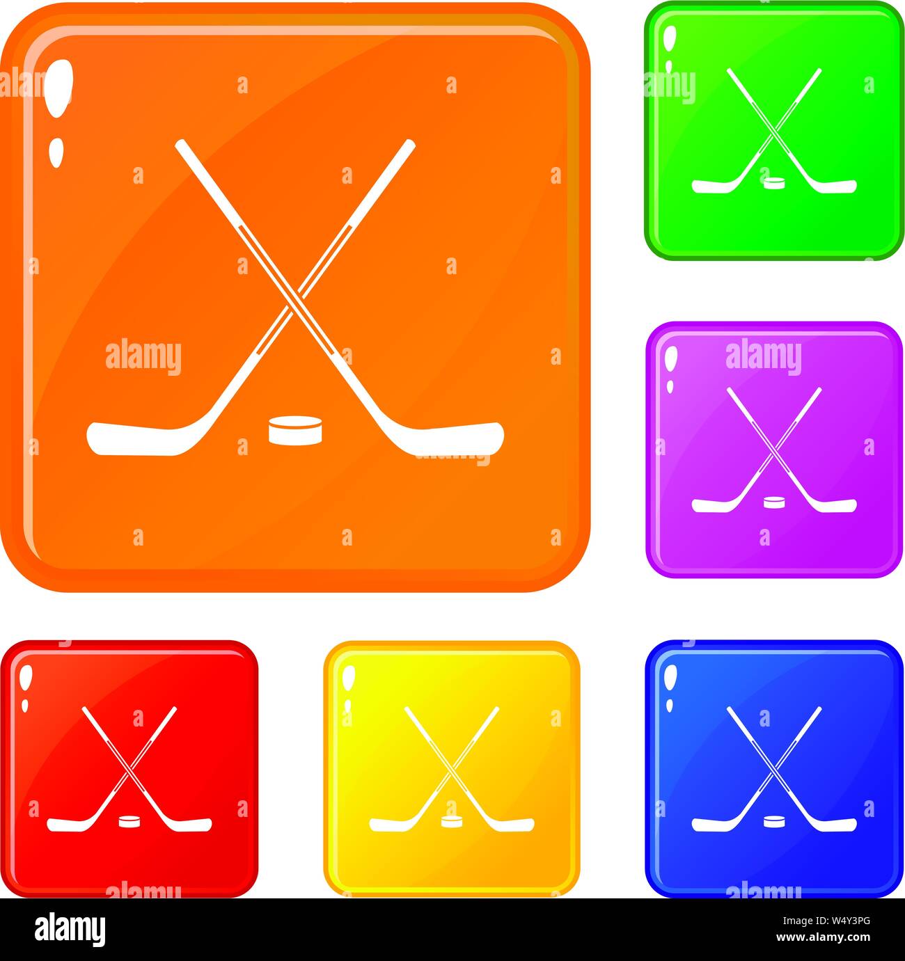 Ice Hockey sticks Icons Set Vector Farbe Stock Vektor