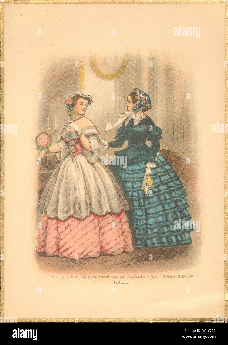 Godey's einzigartige Farbige Mode 1855 Stockfoto