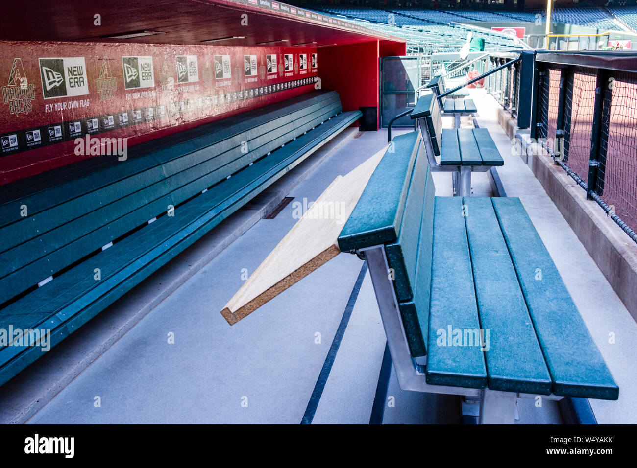 Chase Field Diamantmarkierungen Dugout Stockfoto