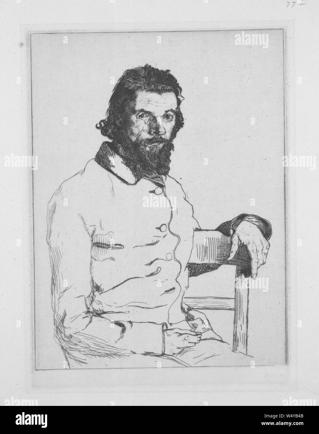 Graviert Portrait von Charles Meryon, ein französischer Künstler aus Paris, von Felix Henri Bracquemond, 1853 dargestellt. () Stockfoto