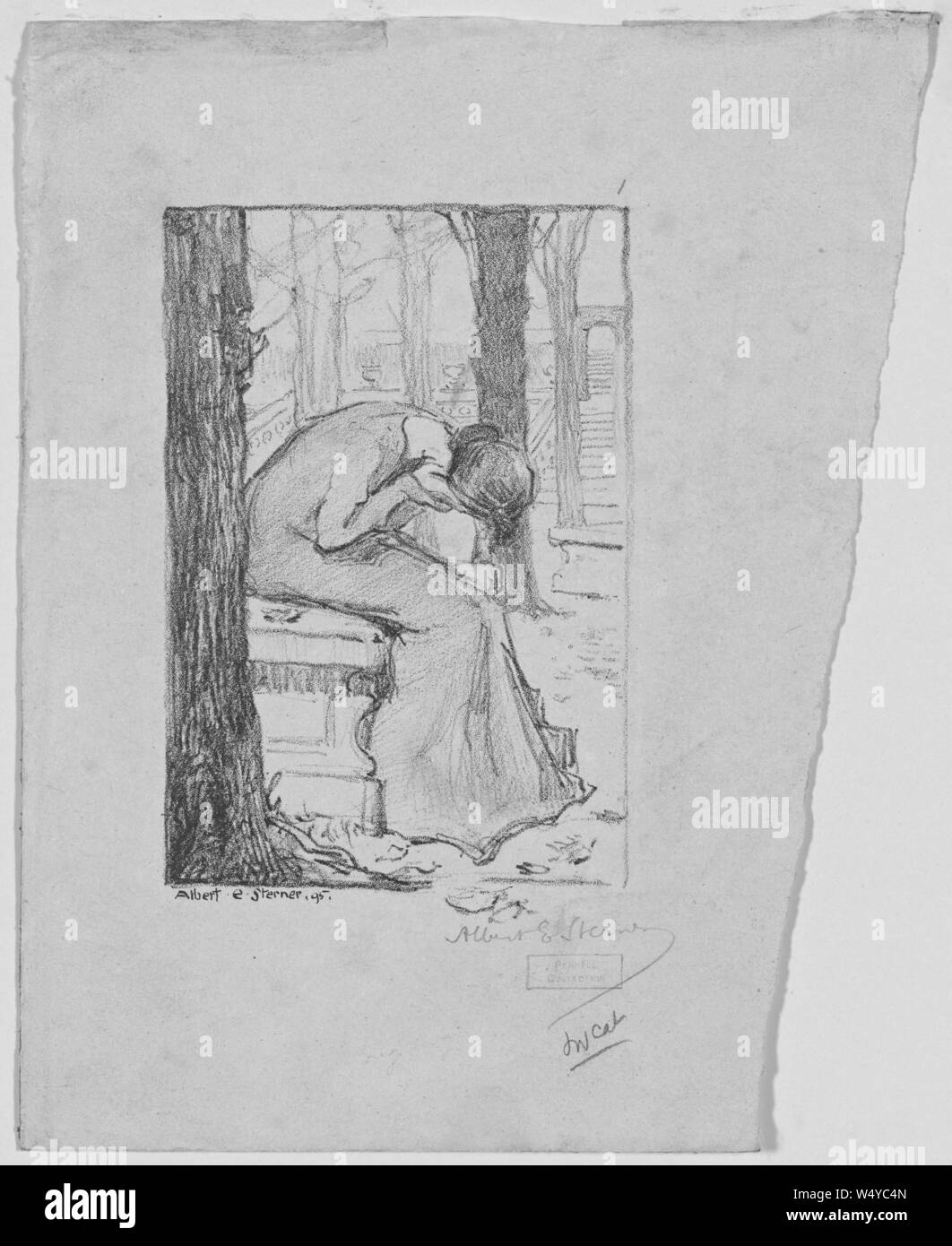 Illustrierte junge Frau nach vorne beugen, von Albert Sterner, 1895. () Stockfoto