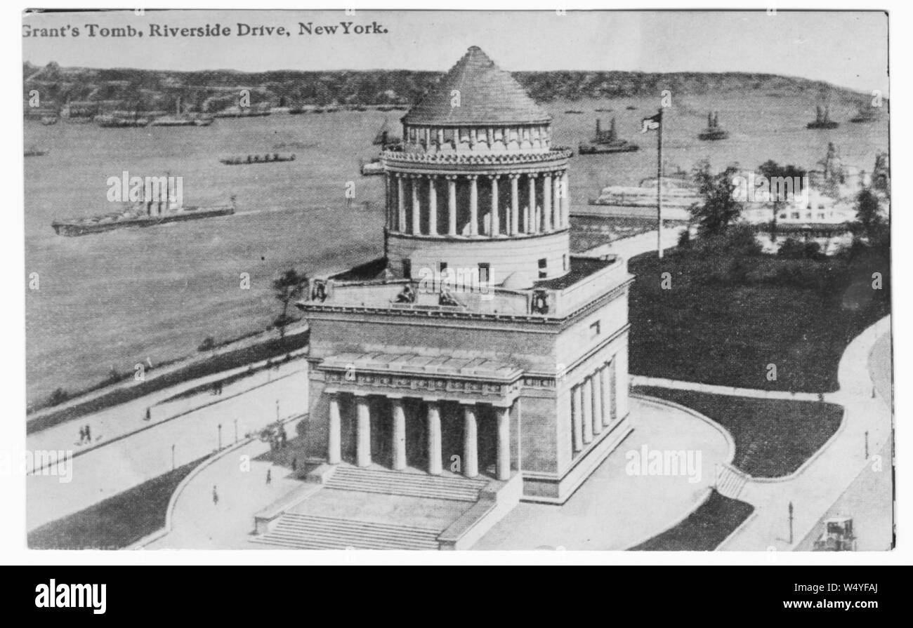 Postkarte des General Grant National Memorial am Riverside Drive, Morningside Heights, Upper Manhattan, New York City, 1915 eingraviert. Von der New York Public Library. () Stockfoto